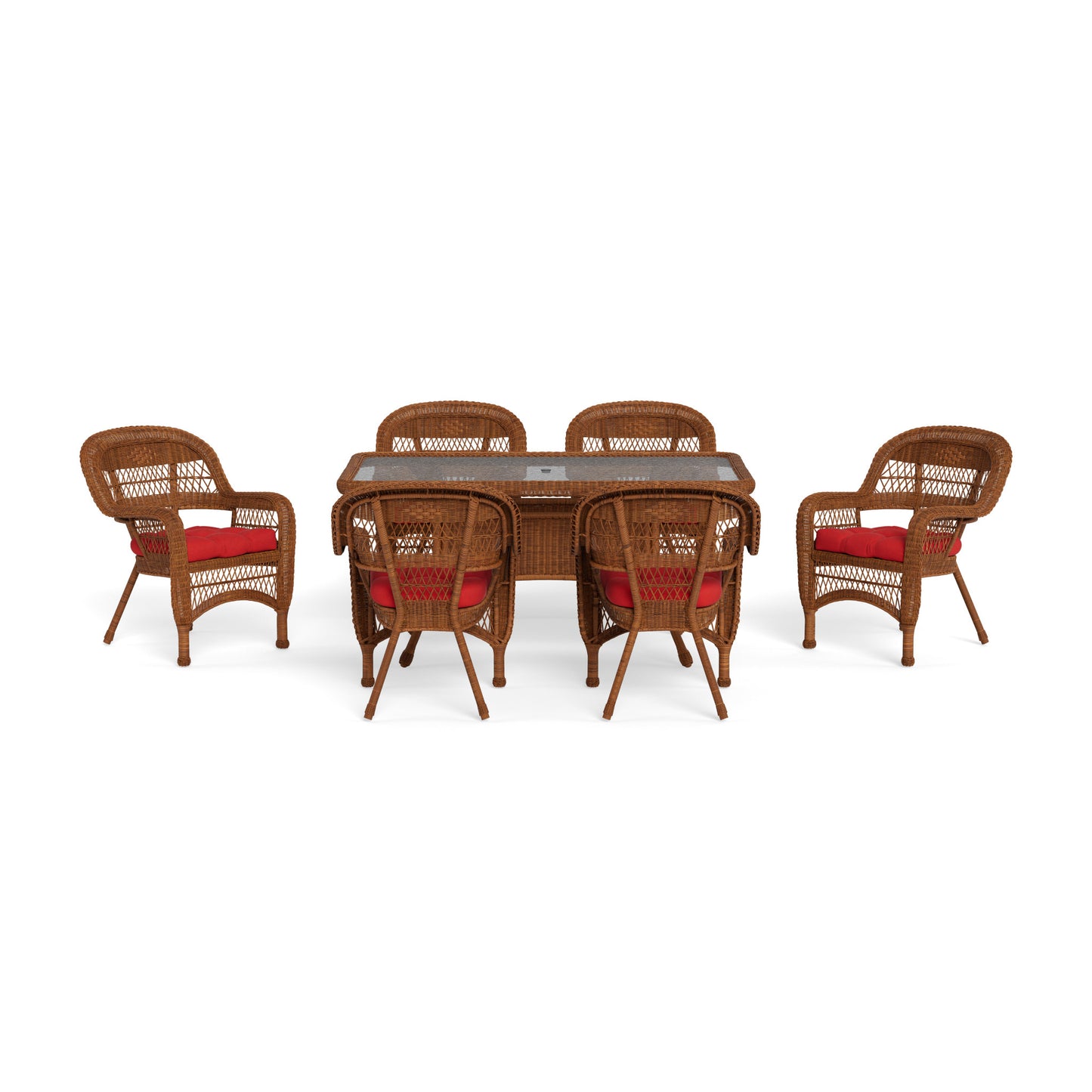 Portside 7Pc Dining Set  (6 chairs, 66" dining table) - Amber - Red