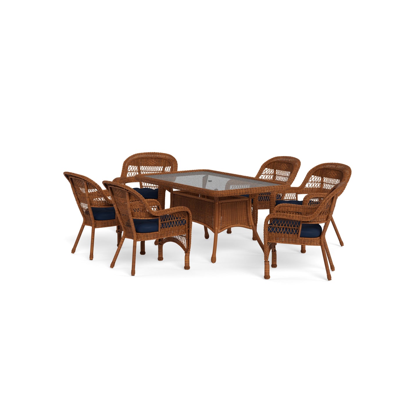 Portside 7Pc Dining Set  (6 chairs, 66" dining table) - Amber - Navy