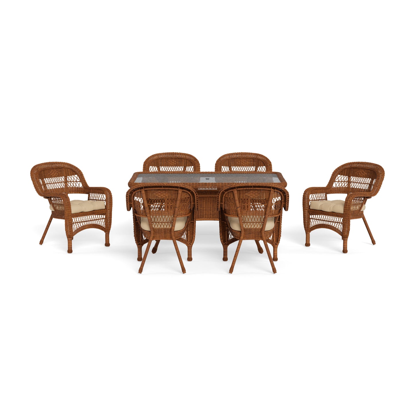 Portside 7Pc Dining Set  (6 chairs, 66" dining table) - Amber - Sand