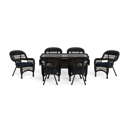 Portside 7Pc Dining Set  (6 chairs, 66" dining table) - Dark Roast - Navy