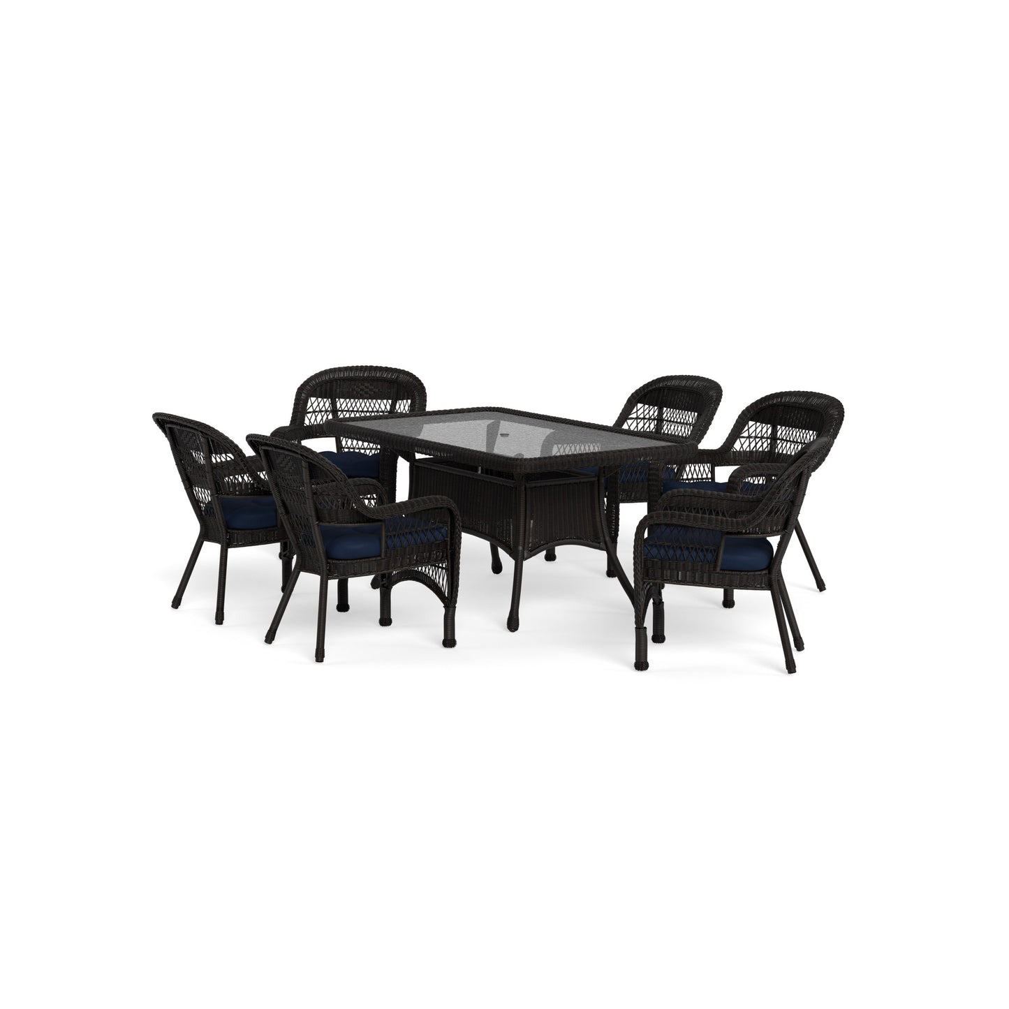 Portside 7Pc Dining Set  (6 chairs, 66" dining table) - Dark Roast - Navy