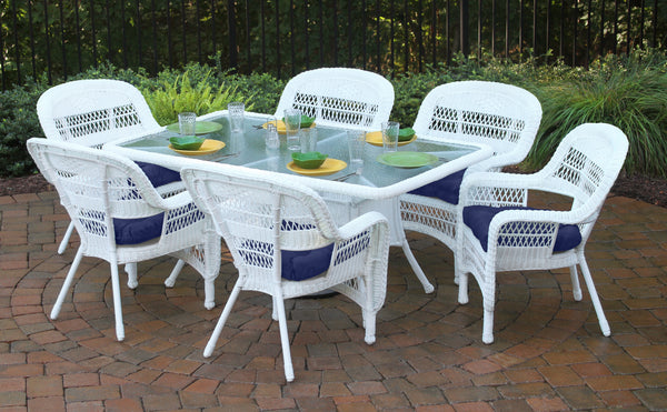 Portside 7Pc Dining Set  (6 chairs, 66 dining table) - White - Navy