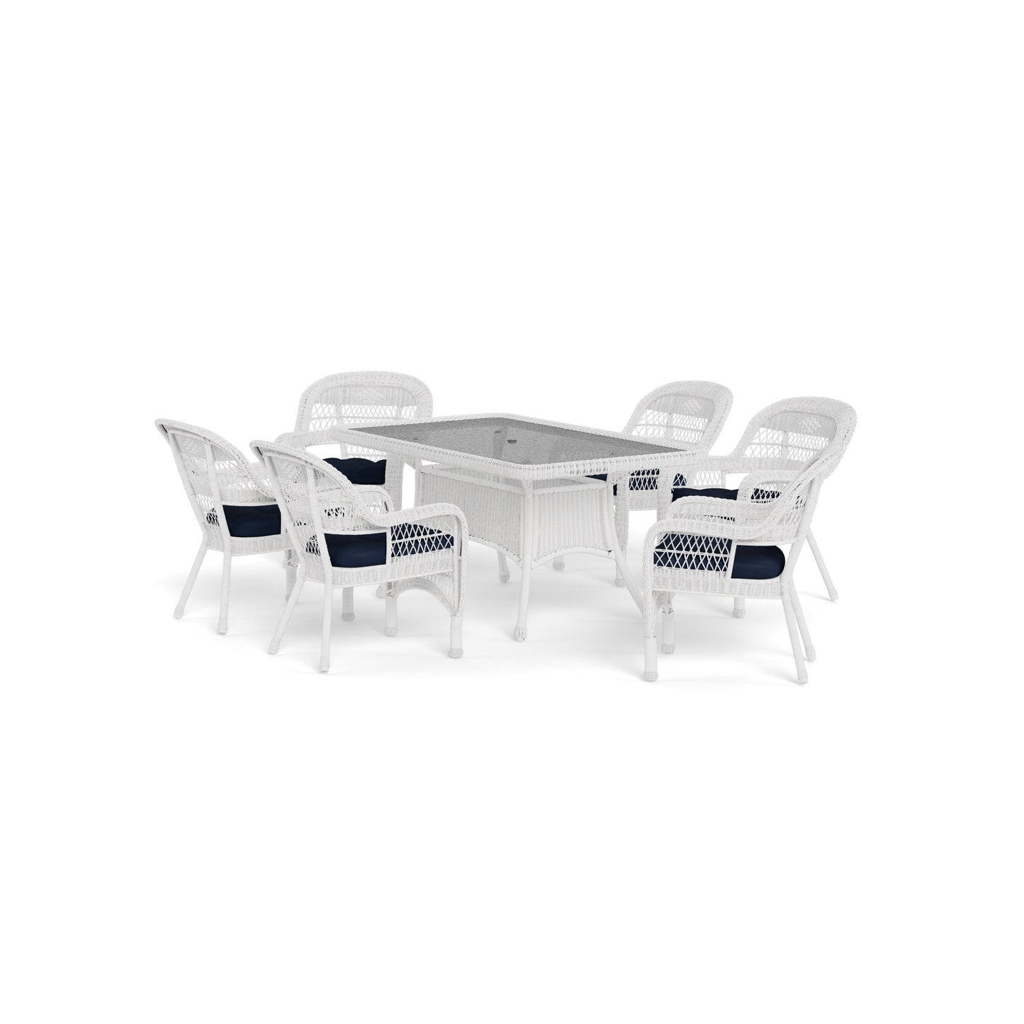 Portside 7Pc Dining Set  (6 chairs, 66" dining table) - White - Navy