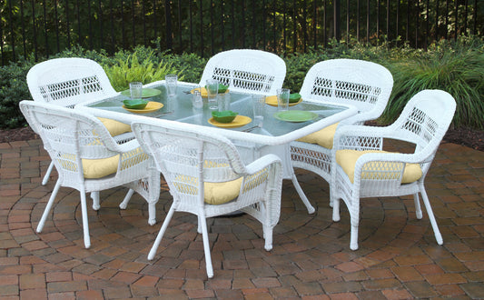 Portside 7Pc Dining Set  (6 chairs, 66" dining table) - White - Sand