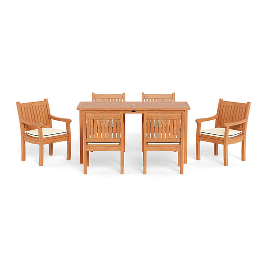 7pc Indonesian Teak Dining Set with Sunbrella® Cushions, Canvas Natural