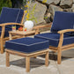 5Pc Indonesian Teak Club Chair Set, Sunbrella Navy