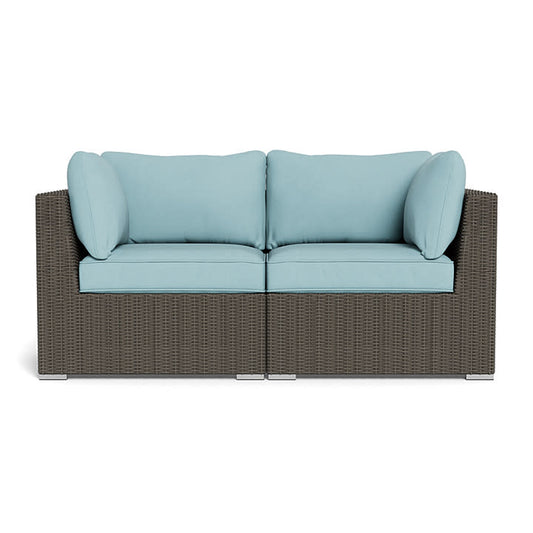 Melbourne 2-Piece Loveseat, Driftwood and Mineral Blue