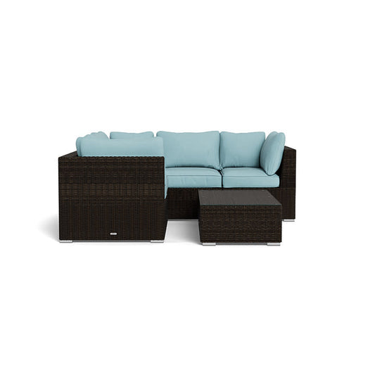 Melbourne 6-Piece Sectional Sofa with Coffee Table, Pecan and Mineral Blue