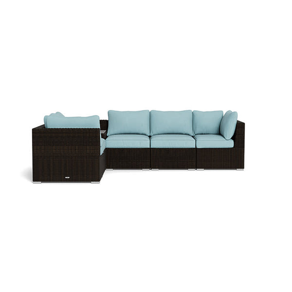 Melbourne 6-Piece Sofa Set with Corner Table, Pecan and Mineral Blue