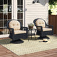 Biloxi 3 Piece Swivel Glider Bistro Set - Dark Wicker - Beige Cushions - Clear Ripple Glass