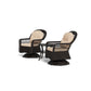 Biloxi 3 Piece Swivel Glider Bistro Set - Dark Wicker - Beige Cushions - Clear Ripple Glass