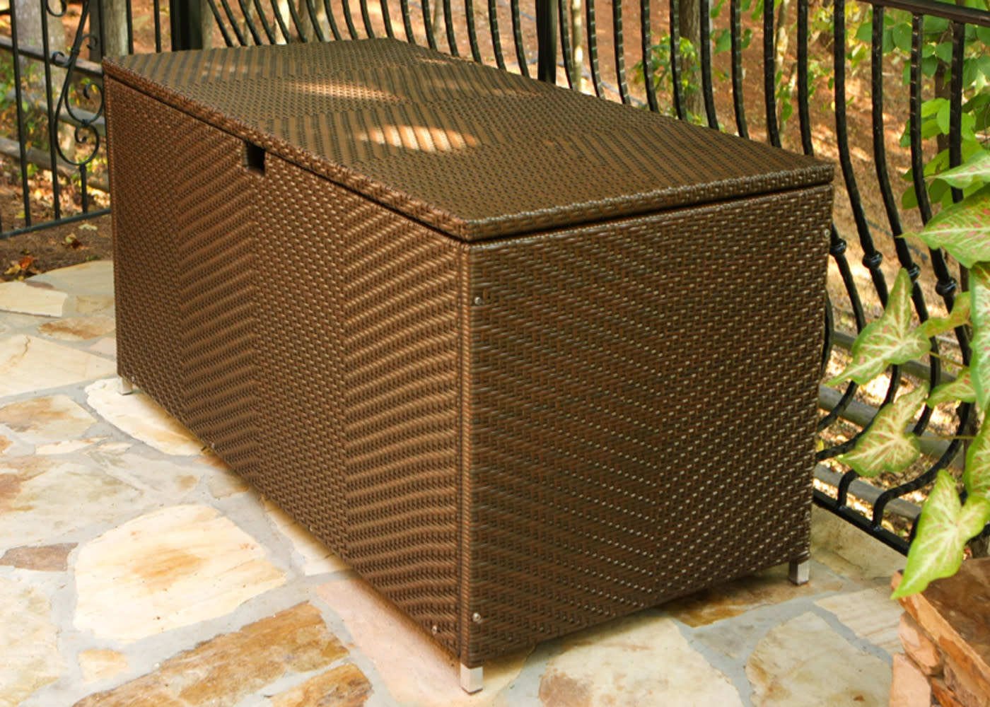 Large Outdoor Wicker Storage Deck Box - Java