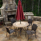 Marquesas 5Pc Dining Set (4 arm chairs, 48" stone table)