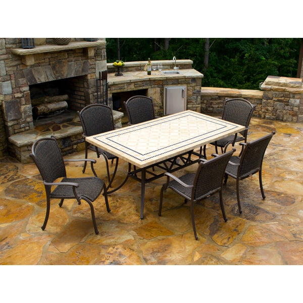 Marquesas 7Pc Dining Set (6 chairs, 70 stone table)