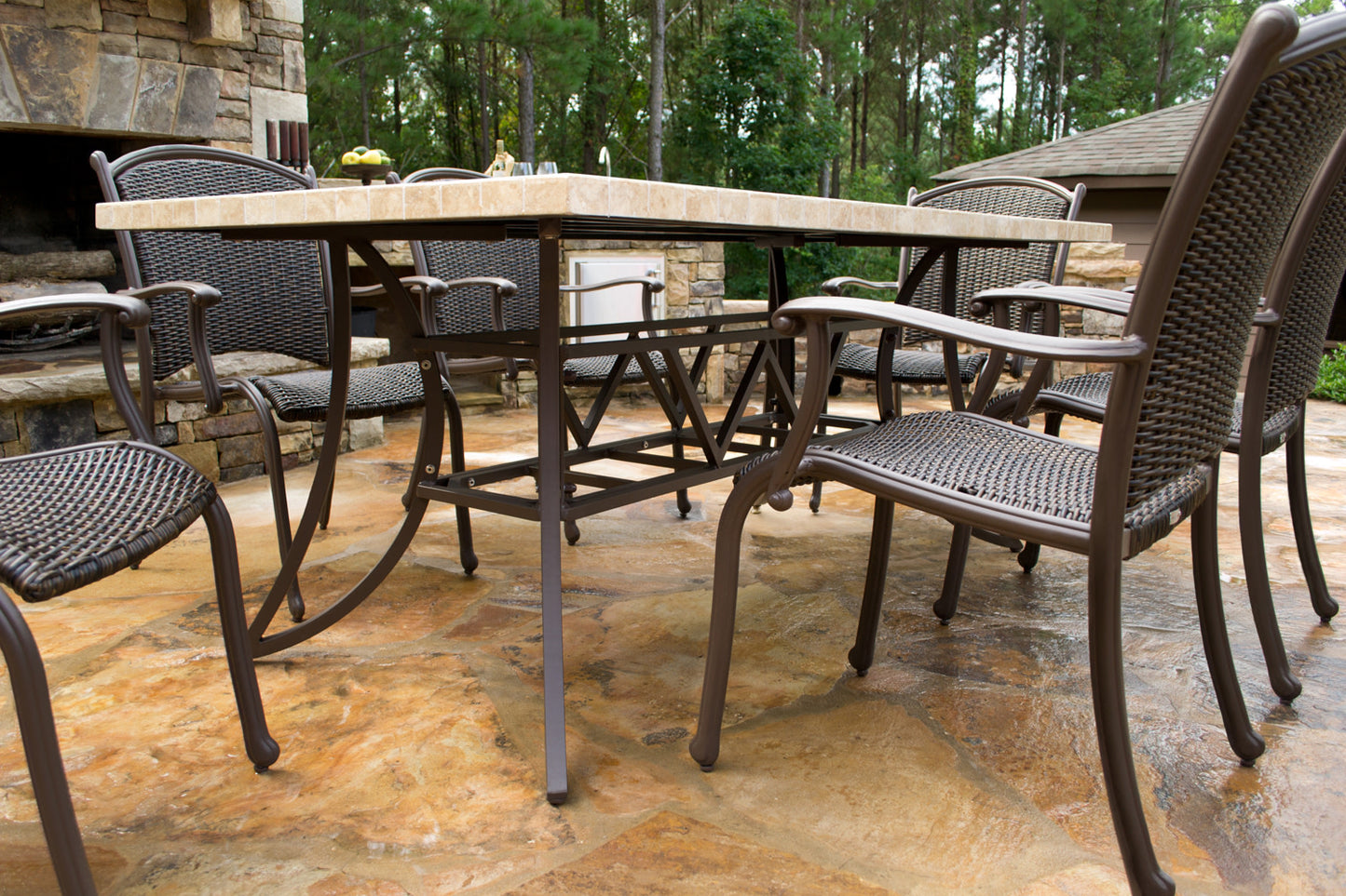 Marquesas 7Pc Dining Set (6 chairs, 70" stone table)