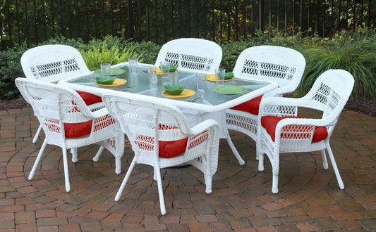 Portside 7Pc Dining Set  (6 chairs, 66" dining table) - White - Red