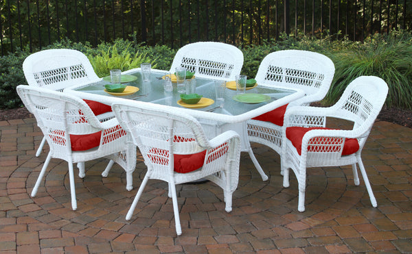 Portside 7Pc Dining Set  (6 chairs, 66 dining table) - White - Red