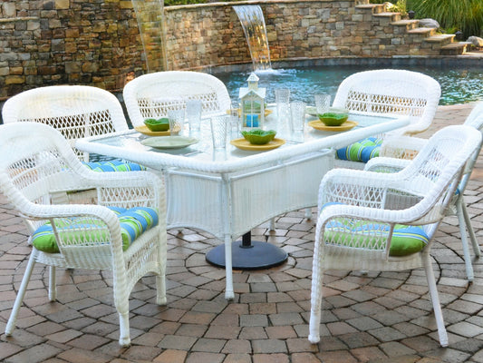 Portside 7Pc Dining Set  (6 chairs, 66" dining table) - White - Haliwell Caribbean