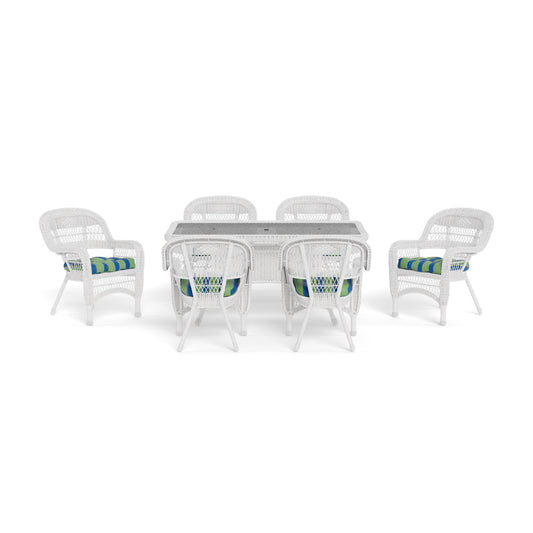 Portside 7Pc Dining Set  (6 chairs, 66" dining table) - White - Haliwell Caribbean