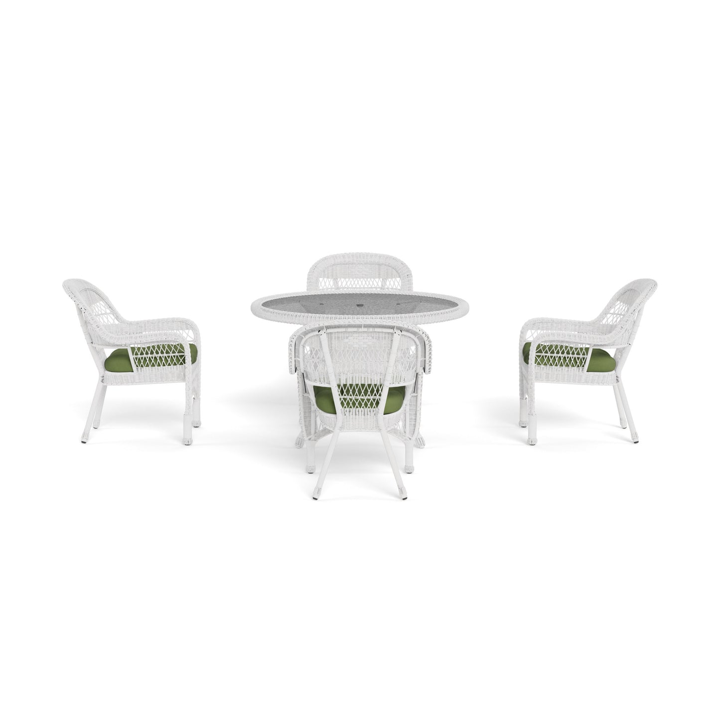 Portside 5Pc Dining Set - WHITE - Montileaf / Husk Hunter Cushions