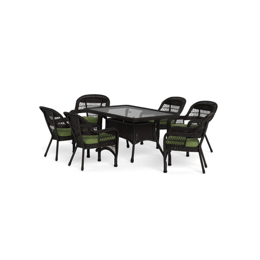 Portside 7Pc Dining Set  (6 chairs, 66" dining table) - Dark Roast - Green
