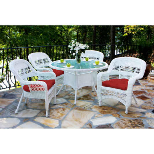 Portside 5Pc Dining Set  (4 chairs, 48" dining table) - White - Red