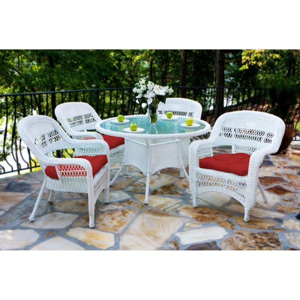 Portside 5Pc Dining Set  (4 chairs, 48 dining table) - White - Red