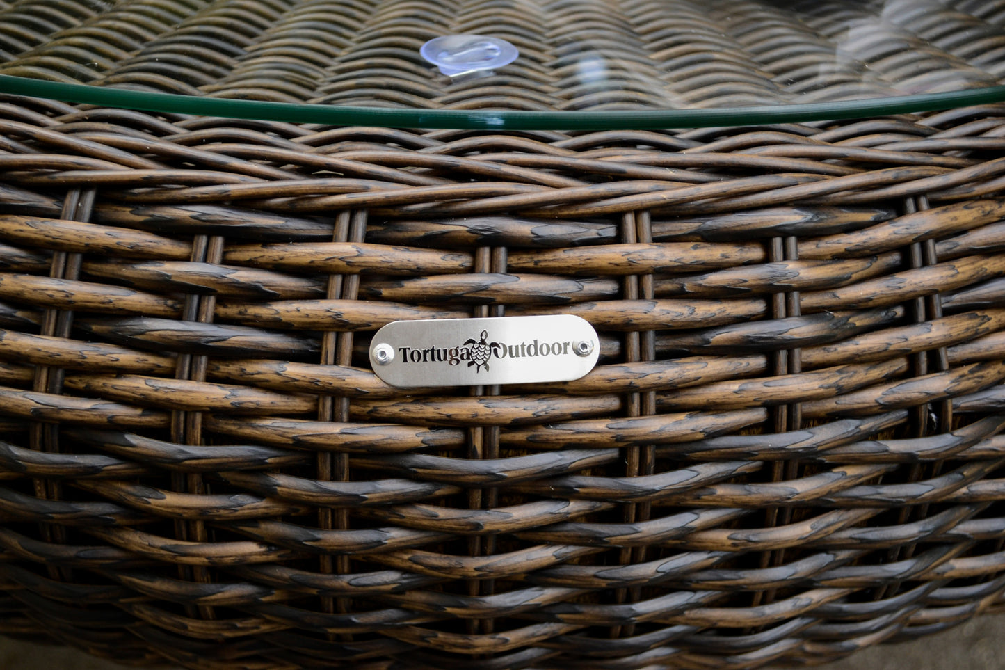 Round Wicker Coffee Table - Pecan