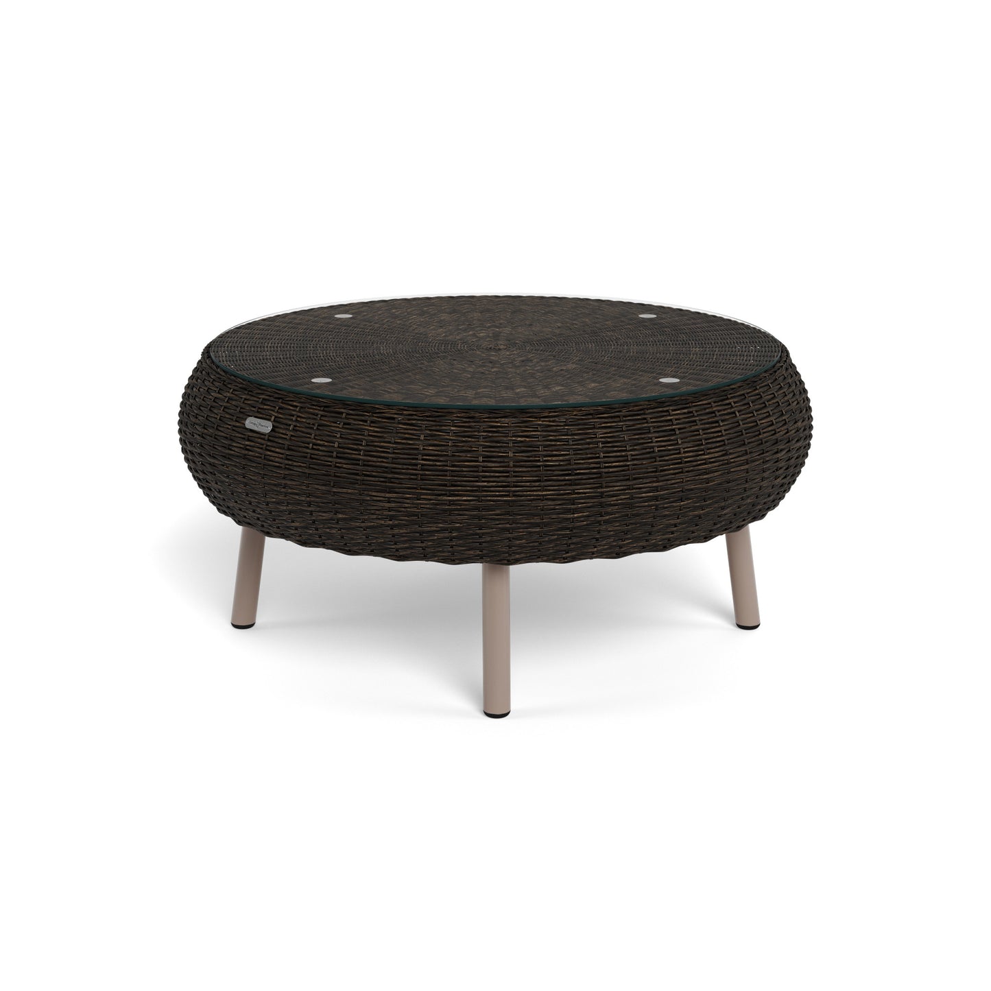 Round Wicker Coffee Table - Pecan