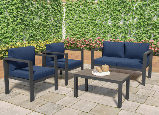 Lakeview 4-Piece Conversation Set with Loveseat - Navy