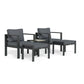 Lakeview 5-Piece Bistro Set (2 Chairs, 2 Ottoman, 1 Side Table) - Charcoal