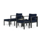 Lakeview 5-Piece Bistro Set (2 Chairs, 2 Ottoman, 1 Side Table) - Navy