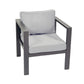 Lakeview Aluminum Club Chair w/ Cushion, Ottoman, and Side Table - Gray