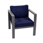 Lakeview Aluminum Club Chair w/ Cushion, Ottoman, and Side Table - Navy