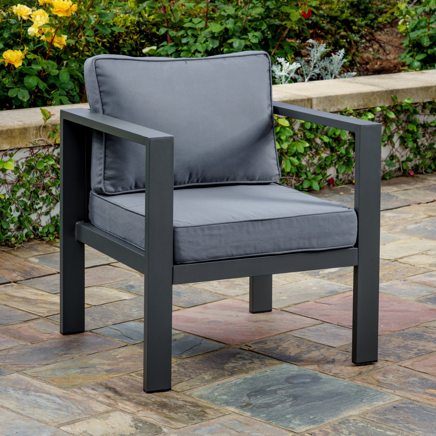 Lakeview Aluminum Chair Set (2 Chairs & 2 Ottomans) - Charcoal