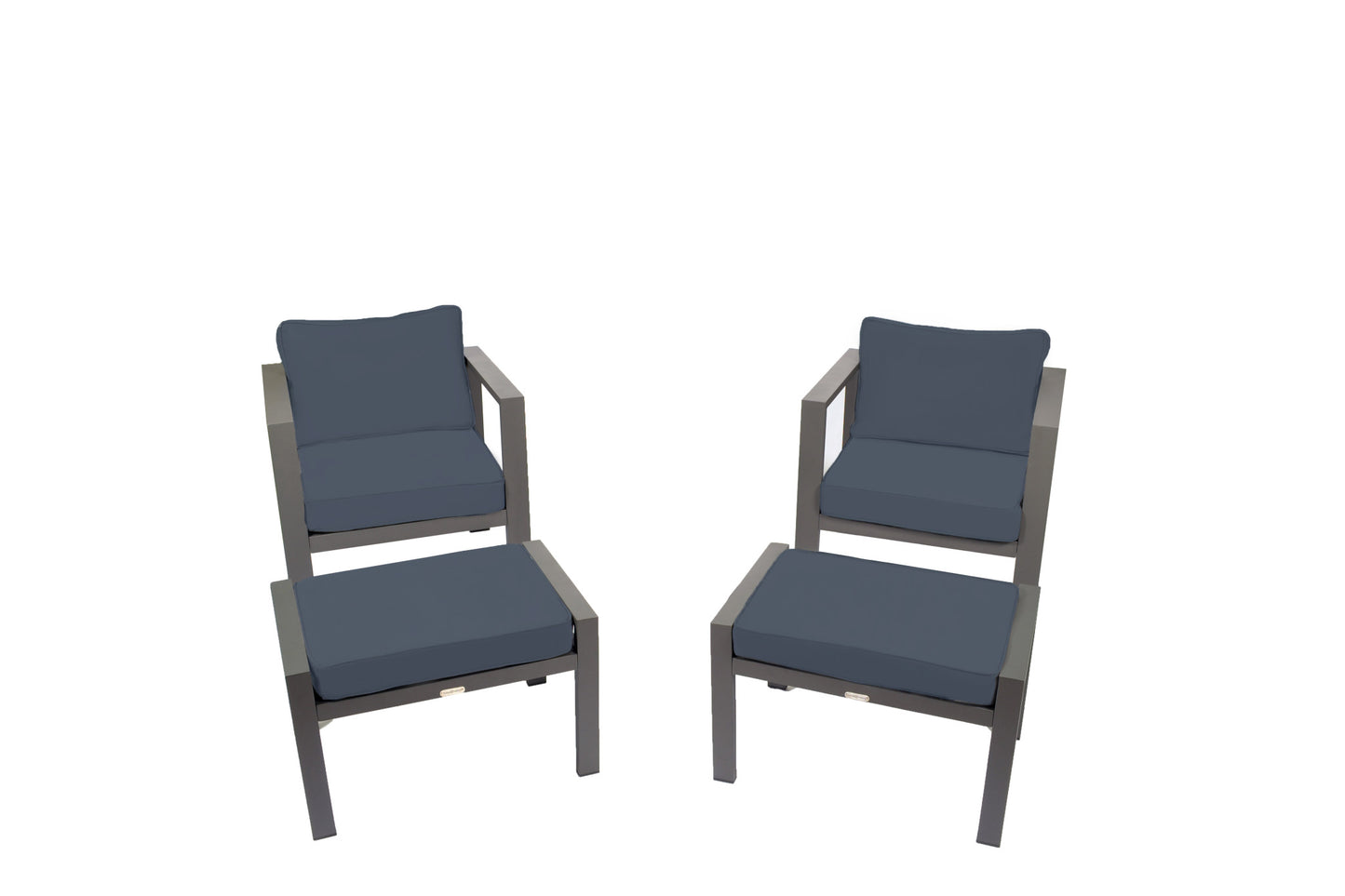 Lakeview Aluminum Chair Set (2 Chairs & 2 Ottomans) - Navy