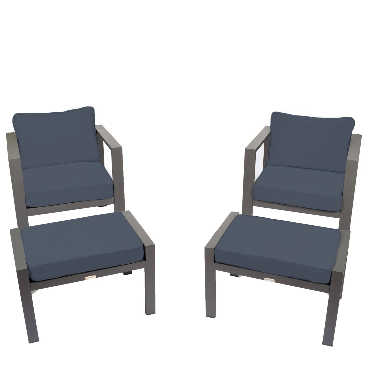 Lakeview Aluminum Chair Set (2 Chairs & 2 Ottomans) - Navy