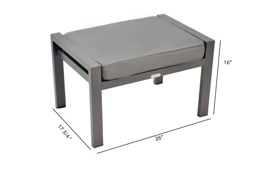 Lakeview Aluminum Ottoman with Light Gray Cushion and Dark Gray Legs