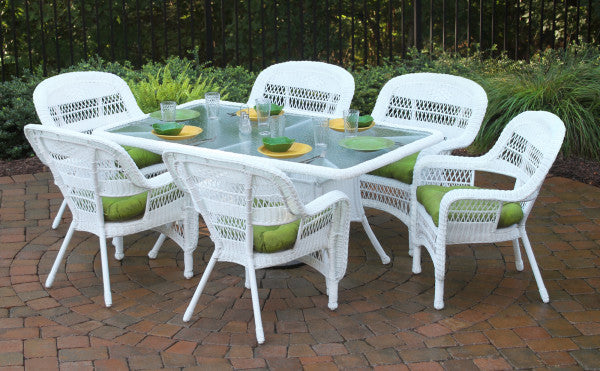 Portside 7Pc Dining Set  (6 chairs, 66 dining table) - White - Green