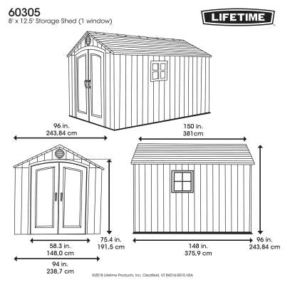 Lifetime 8 Ft. x 12.5 Ft. Outdoor Storage Shed (60305)