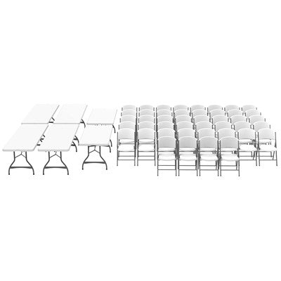 Lifetime (4) 8-Foot Stacking Tables, (2) 6-Foot Stacking Tables, and (44) Chairs Combo (Commercial)