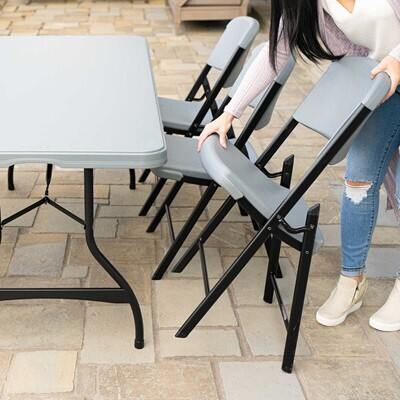 Lifetime 6-Foot Stacking Table and (6) Chairs Combo (Commercial)