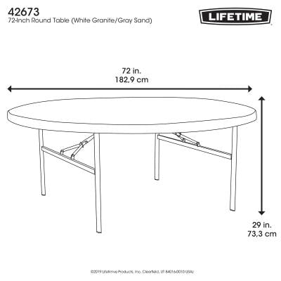 Lifetime 72-Inch Round Table (Commercial) - White Granite