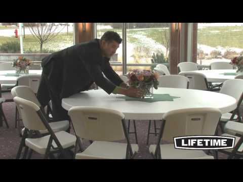 Lifetime 72-Inch Round Table (Commercial) - White Granite