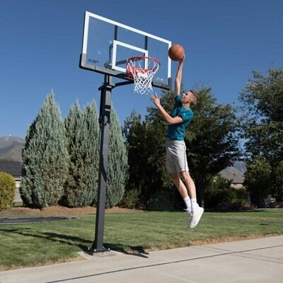 Lifetime Adjustable Bolt Down Basketball Hoop (60-Inch Tempered Glass)