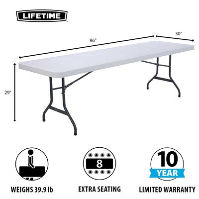 Lifetime 8-Foot Folding Table (Commercial) - White Granite