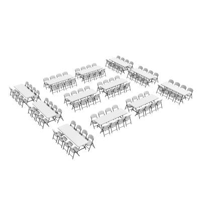 Lifetime (12) 8-Foot Stacking Tables and (96) Chairs Combo (Commercial)