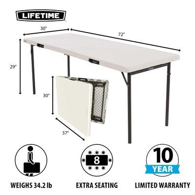 Lifetime 6-Foot Fold-In-Half Table - 2 Pk (Commercial)