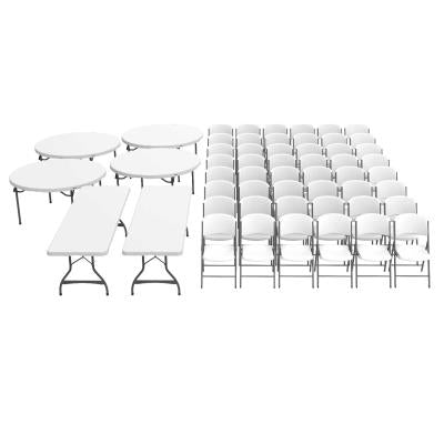 Lifetime (4) 60-Inch Tables, (2) 8-Foot Tables, and (48) Chairs Set (Commercial)