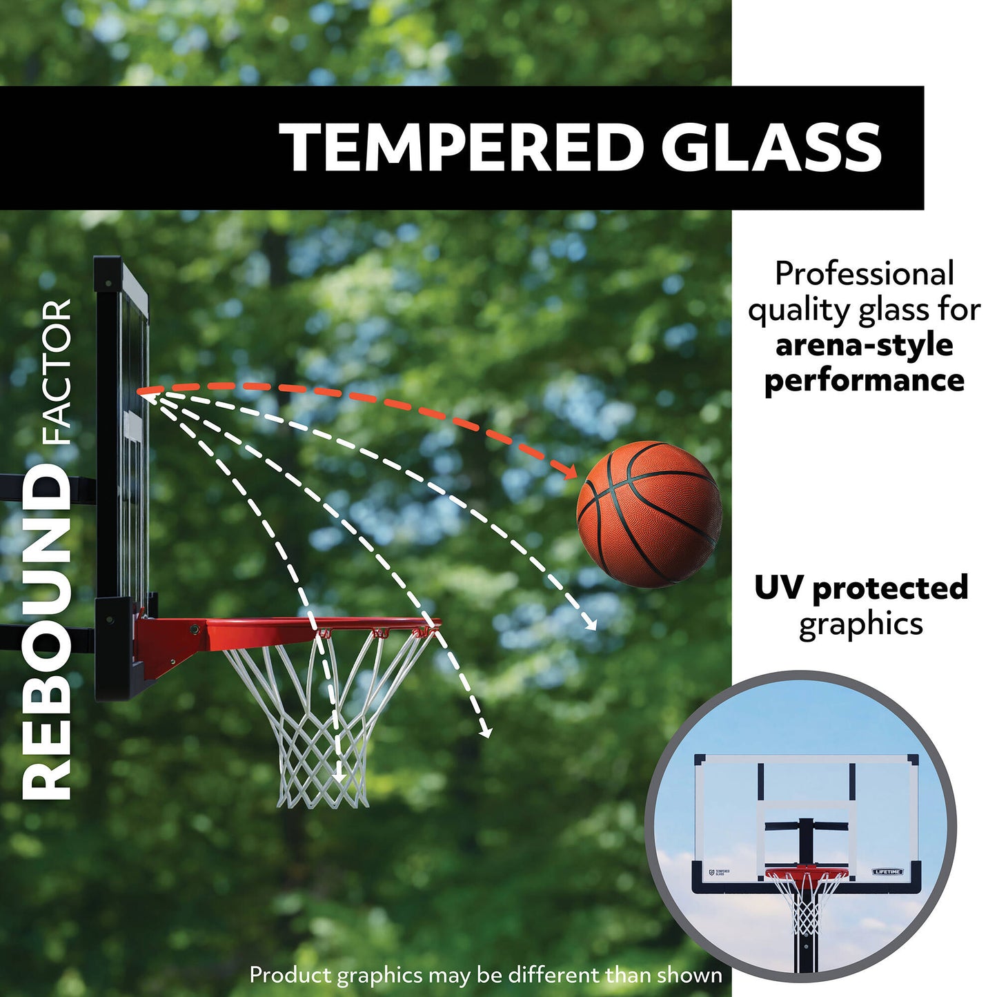 Lifetime Mammoth Bolt Down Basketball Hoop (60-Inch Tempered Glass)